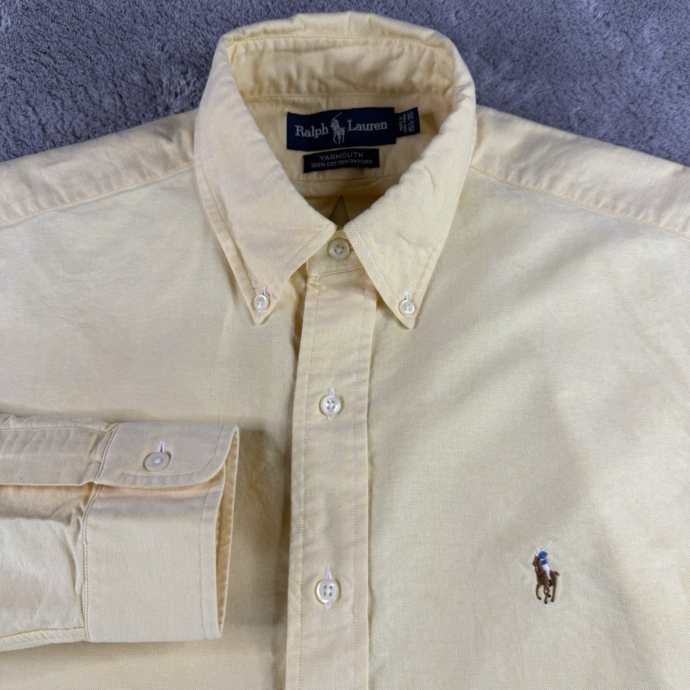 Ralph Lauren Yarmouth Mens 15.5 35 L Yellow Oxford Button Down Vintage Shirt